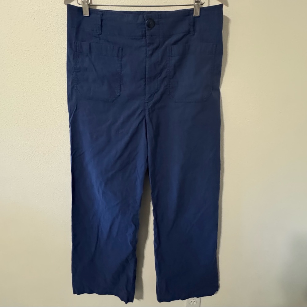 Anthropologie Maeve The Colette Magic Fabric Crop Wide-Leg Pants Blue Night-33 - Picture 2 of 10